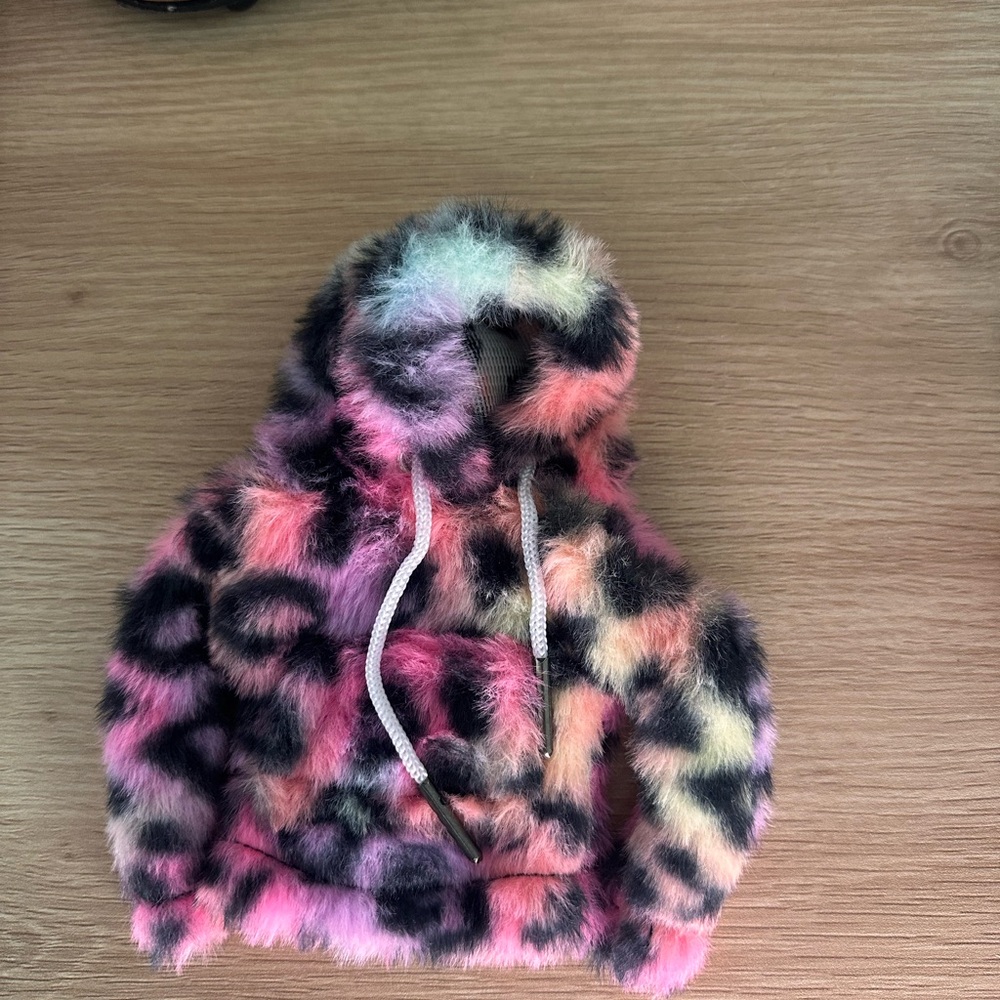 Colorful Faux Fur Hoodie for Car Shiftknob